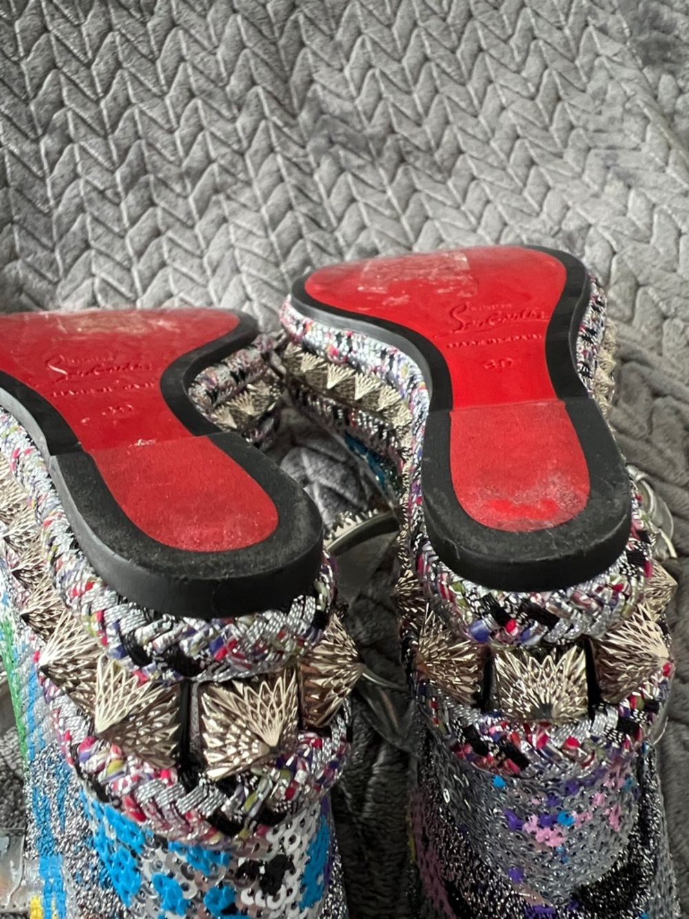 Christian Louboutin Pira Ryad Studded Cataclou Espadrille Wedges - Picture 8 of 9